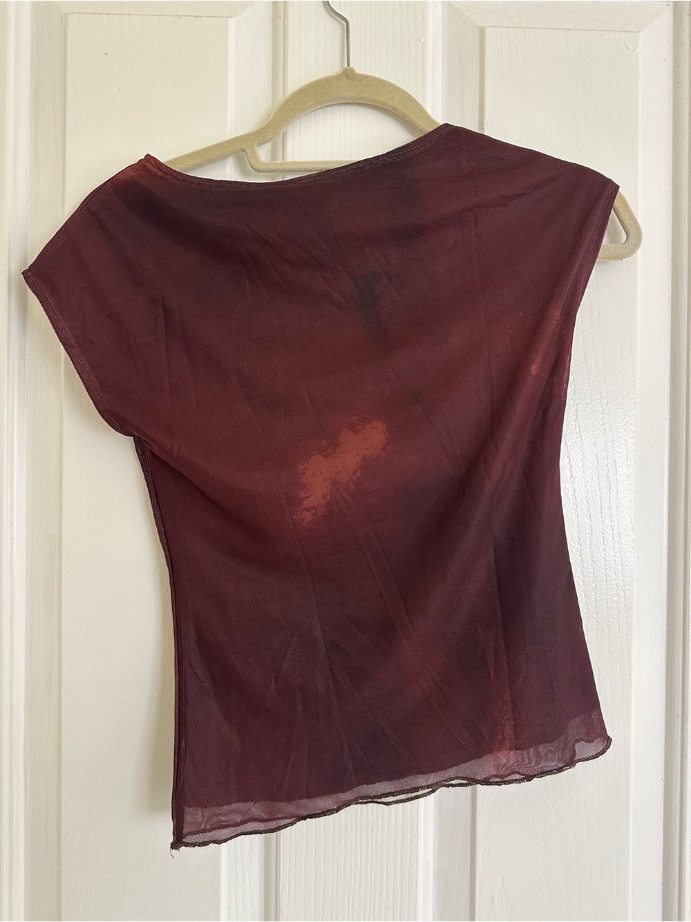 Princess Polly Burgundy and Sage Cap-Sleeve Printed Top - Picture 4 of 4